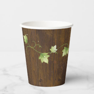Gobelets En Papier Bois rustique et lierre
