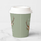 Gobelets En Papier bois rustique floral sauge vert cerf mariage (Droite)