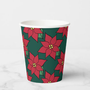 Gobelets En Papier Boisson de fête de café Poinsettia de Noël