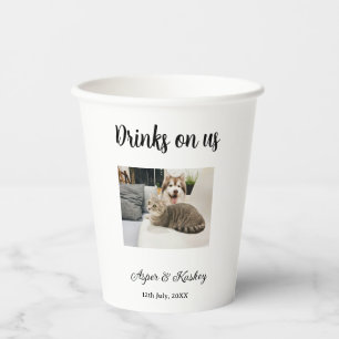 Gobelets En Papier Boissons offertes bar ouvert photo de mariage coup