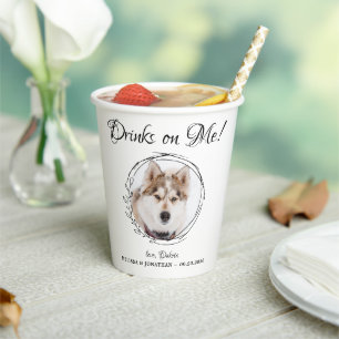 Gobelets En Papier Boissons sur moi Élégant Mariage photo chien ani