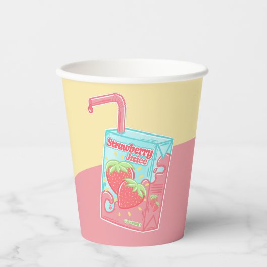 Gobelets En Papier Boîte à jus de fraise (Recto)