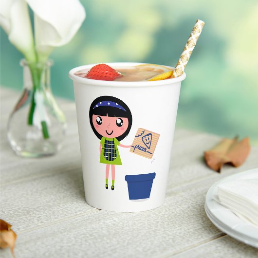 Gobelets En Papier Boîte à pizza Recycling Girl Amusante Éco-Friendly