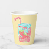 Gobelets En Papier Boite de jus de fraise jaune (Recto)