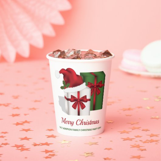 Gobelets En Papier Boîtes Cadeaux Blanches Et Vertes Avec Texte Perso (Insitu)