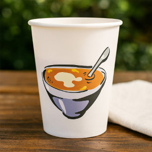 Gobelets En Papier Bol soupe de tomate avec cuillère
