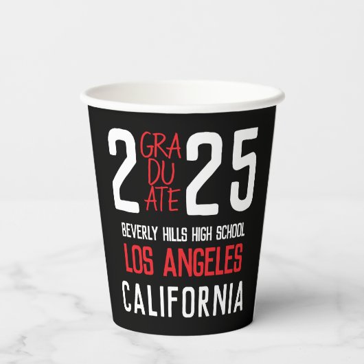 Gobelets En Papier Bold Classe moderne de 2025 Graduation (Verso)
