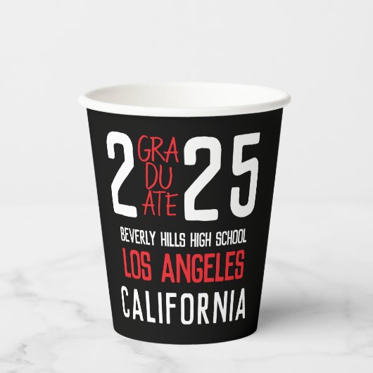 Gobelets En Papier Bold Classe moderne de 2025 Graduation (Recto)