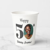 Gobelets En Papier Bold Happy 50th Birthday Photo (Recto)
