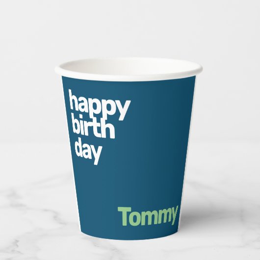 Gobelets En Papier bon anniversaire minimum simple (Recto)