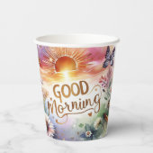 Gobelets En Papier bon matin couleur de l'eau (Verso)