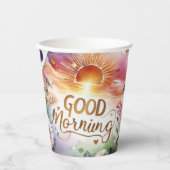 Gobelets En Papier bon matin couleur de l'eau (Recto)