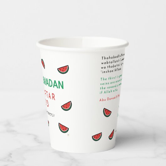 Gobelets En Papier Bon Ramadan Libre Iftar avec Duas Watermelon (Gauche)