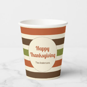 Gobelets En Papier Bon thanksgiving Automne Couleurs Rayures