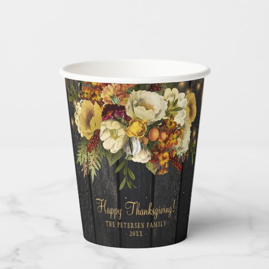 Gobelets En Papier Bon thanksgiving bois de chute rustique Thanksgivi (Verso)