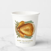 Gobelets En Papier Bon thanksgiving de dinde rôtie aquarelle (Recto)