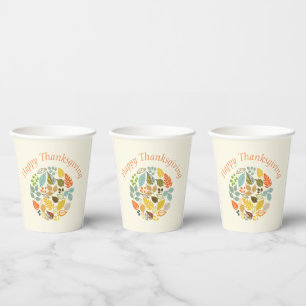 Gobelets En Papier Bon thanksgiving de vacances d'automne Feuilles co