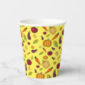 Gobelets En Papier Bon thanksgiving légumes motif jaune (Recto)