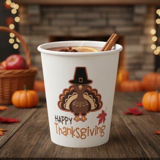 Gobelets En Papier Bon thanksgiving Pèlerin mignon Turquie
