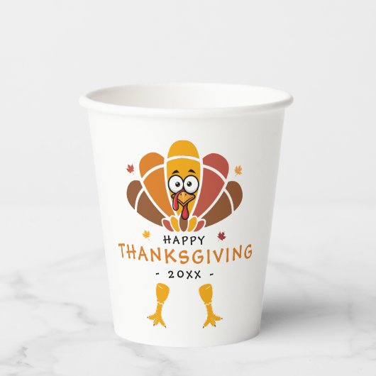 Gobelets En Papier Bon thanksgiving Turquie Automne Parti d'Action d' (Recto)