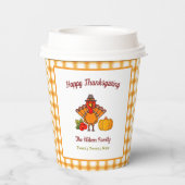Gobelets En Papier Bon thanksgiving Turquie Citrouille Jaune Plaid (Verso)