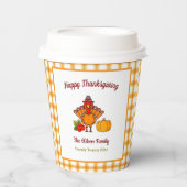 Gobelets En Papier Bon thanksgiving Turquie Citrouille Jaune Plaid (Recto)