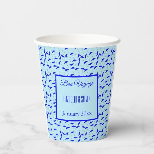 Gobelets En Papier Bon Voyage Blue parapluies motif tasse papier (Verso)