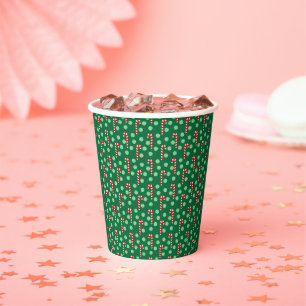 Gobelets En Papier Bonbon Rouge Vert Canne Menthe Noël