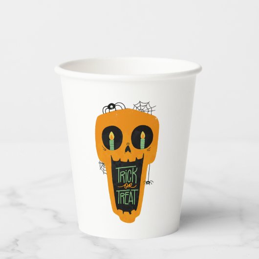 Gobelets En Papier Bonbons Trick ou Traiter Drôle Citrouille Hallowee (Recto)