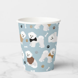 Gobelets En Papier Bones et pattes Bichon Frise