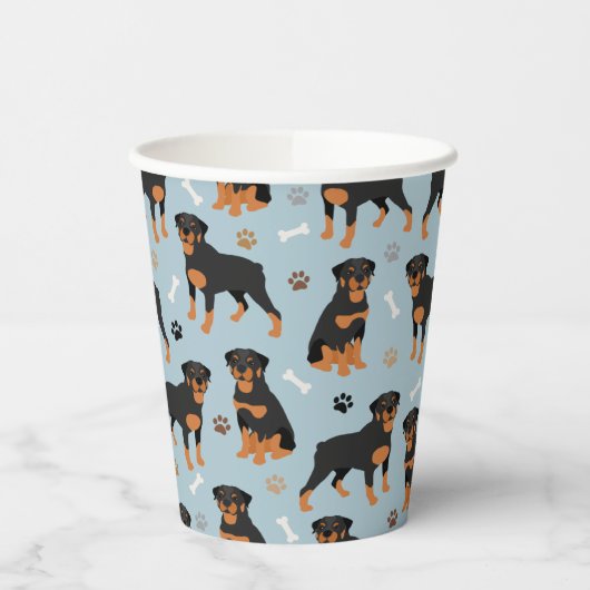 Gobelets En Papier Bones et pattes de chien Rottweiler (Gauche)