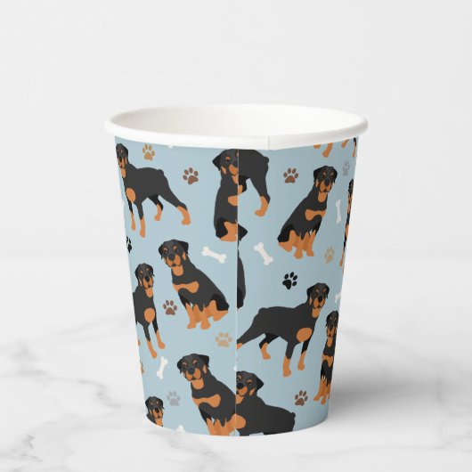 Gobelets En Papier Bones et pattes de chien Rottweiler (Droite)