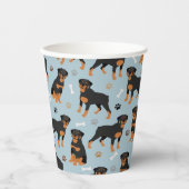Gobelets En Papier Bones et pattes de chien Rottweiler (Recto)
