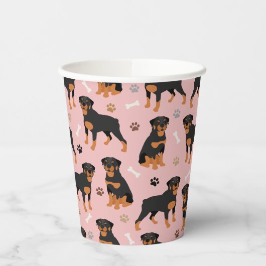 Gobelets En Papier Bones et pinces de chien Rottweiler (Gauche)