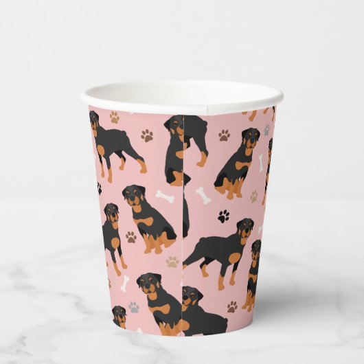 Gobelets En Papier Bones et pinces de chien Rottweiler (Droite)