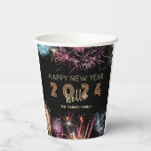 Gobelets En Papier Bonjour 2024 Feu d'artifice Fête du Nouvel An (Verso)