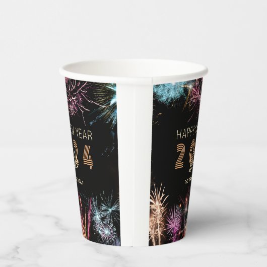Gobelets En Papier Bonjour 2024 Feu d'artifice Fête du Nouvel An (Droite)