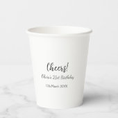 Gobelets En Papier Bonjour 21e anniversaire ajouter nom date simple m (Verso)
