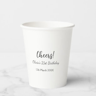 Gobelets En Papier Bonjour 21e anniversaire ajouter nom date simple m