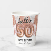 Gobelets En Papier Bonjour 50 Parties scintillant roses Ballons d'ann (Recto)