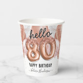 Gobelets En Papier Bonjour 80 Parties scintillant roses Ballons d'ann (Recto)