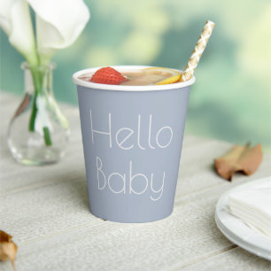 Gobelets En Papier Bonjour Baby Minimal Clean Blue Boy Typographie