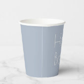 Gobelets En Papier Bonjour Baby Minimal Clean Blue Boy Typographie (Droite)