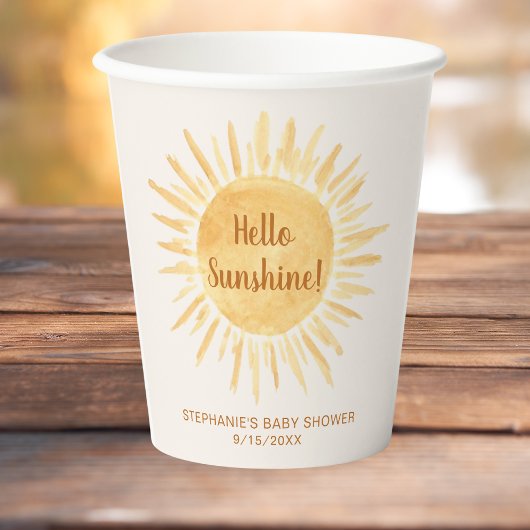 Gobelets En Papier Bonjour Baby shower Sunshine