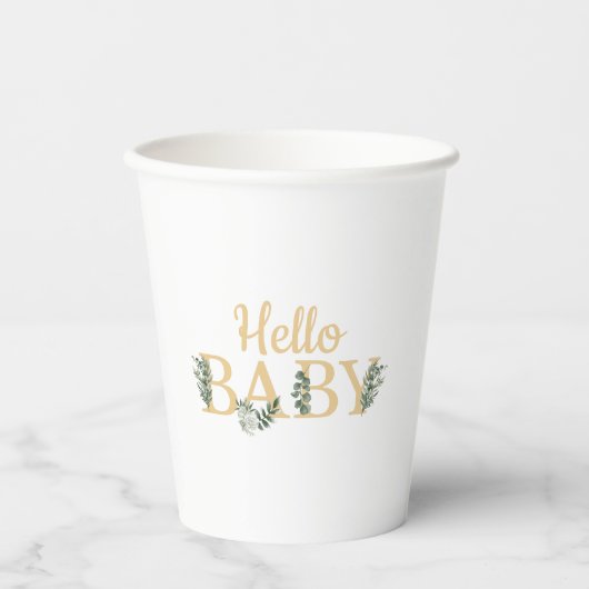 Gobelets En Papier Bonjour Bébé Eucalyptus (Recto)