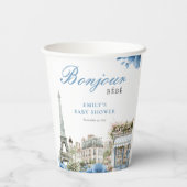 Gobelets En Papier Bonjour Bebe French Blue Baby Shower (Verso)