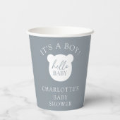 Gobelets En Papier Bonjour bébé ours C'est un garçon (Verso)