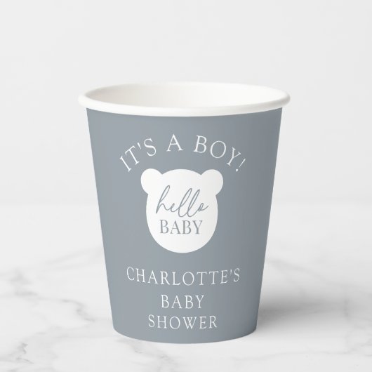 Gobelets En Papier Bonjour bébé ours C'est un garçon (Recto)