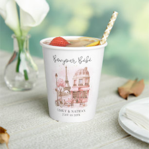 Gobelets En Papier Bonjour Bebe Paris Café Baby shower