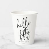 Gobelets En Papier Bonjour Cinquante Minimaliste 50e fête d'anniversa (Recto)